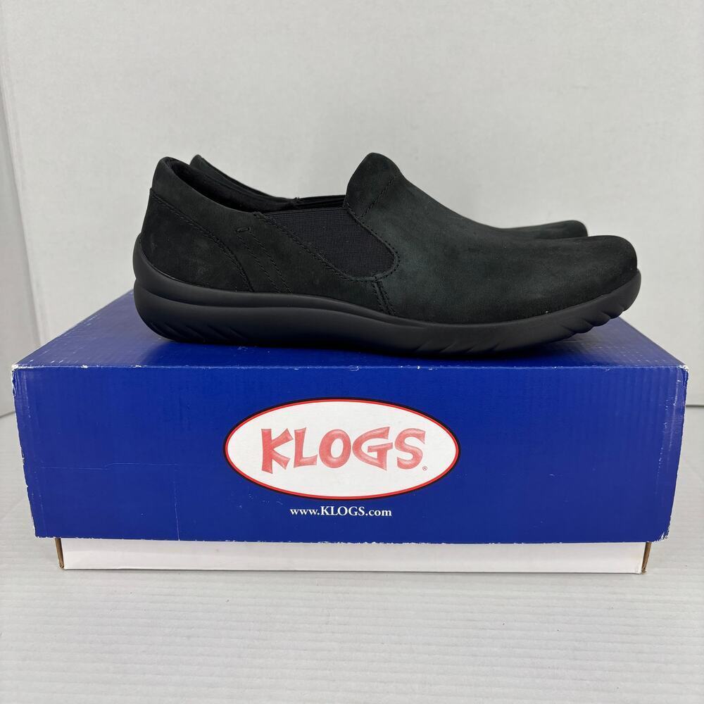 Klogs Geneva‎ Loafer Womens Size 8,5 Black Suede Leather Slip On Comfort Shoes